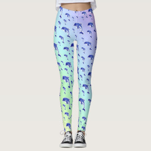 Leggings azul,delfín, pez, naturaleza, acuático, diseño, he