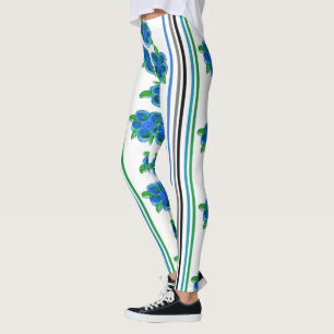 Leggings Azul Florido Con Rayas