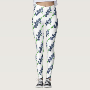 Leggings Azul fruta acuarela Comida Berries Patrón