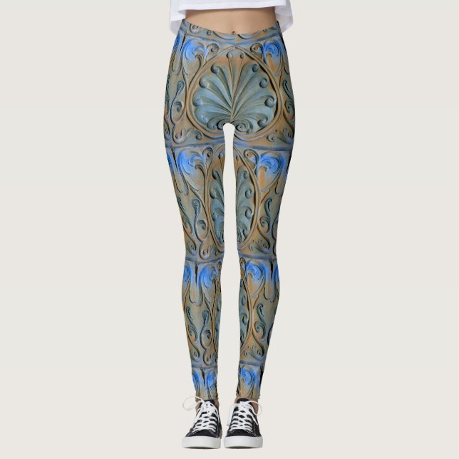 Leggings azul gris enrollado de la cantería (Anverso)