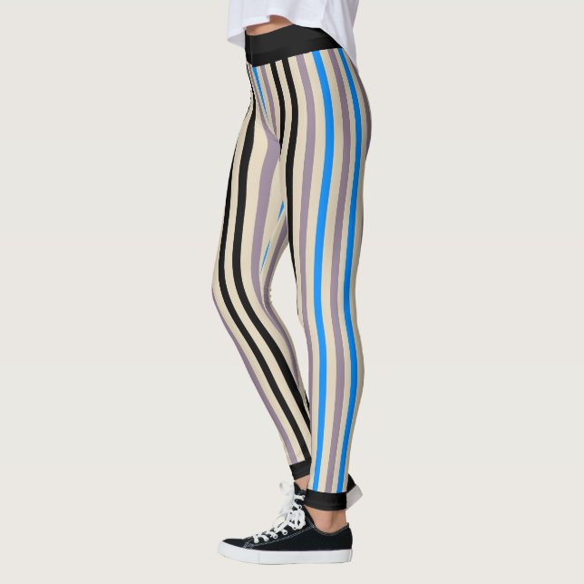 Leggings Azul gris negro a rayas (personalizado). (Izquierda)