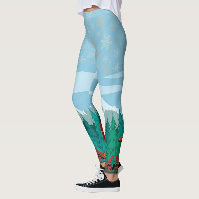 Leggings Azul helado con copos de nieve de oro (Izquierda)