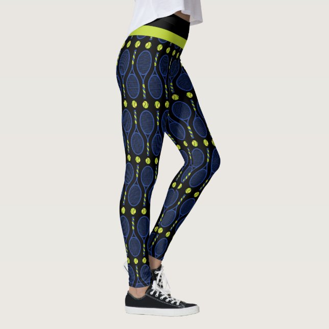 Leggings 🎾 Azul horizontal, verde, negro 🎾 de tenis (Derecha)