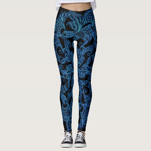 Leggings Azul, impresión de la moda, modelo (Anverso)