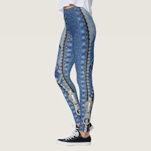 Leggings azul jean con texturas diferentes