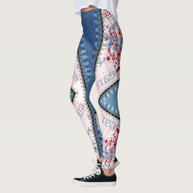 Leggings azul jeans con cortes (Izquierda)