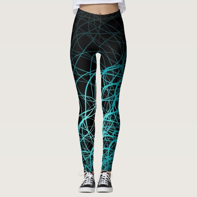 Leggings Azul linear de las ondas - polainas (Anverso)