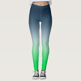Leggings Azul Marino a Verde Gradiente Moderno Ombre Deport