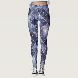 Leggings Azul Marino Celestial Diamante Enrejado Estrella