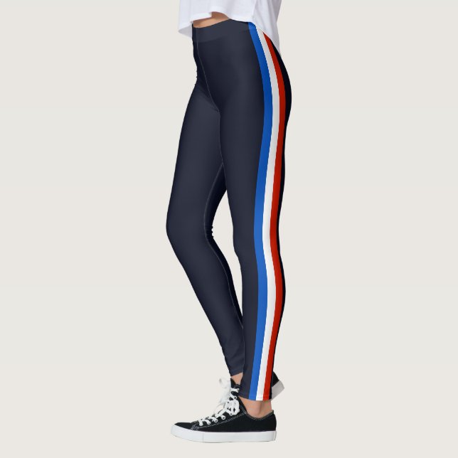 Leggings Azul Marino con Franja Lateral Deportiva  (Izquierda)