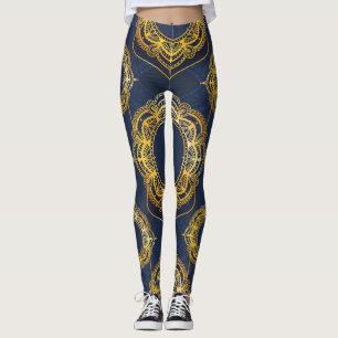 Leggings Azul marino o violeta con Mandalas doradas