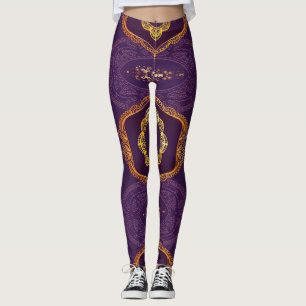 Leggings Azul marino o violeta con Mandalas doradas