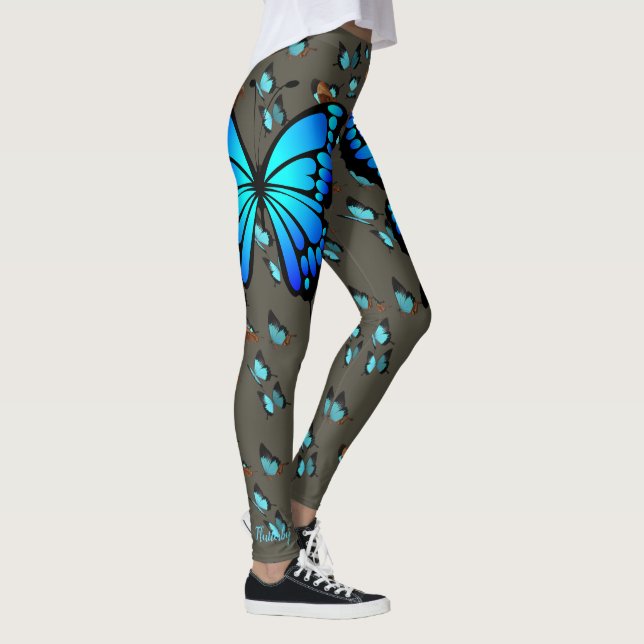 Leggings Azul mariposa Verde azulado en las piernas grises  (Derecha)