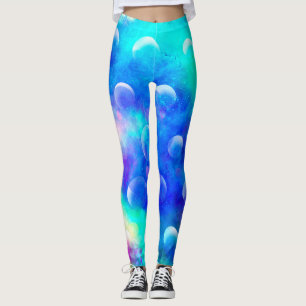 Leggings Azul moderno abstracto fabuloso de burbujas acuare