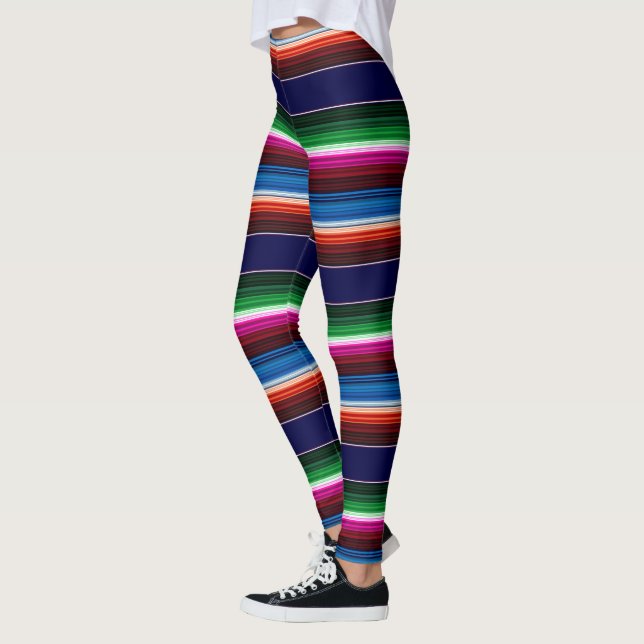 Leggings Azul, Naranja, rosado caliente, sarape verde mexic (Izquierda)