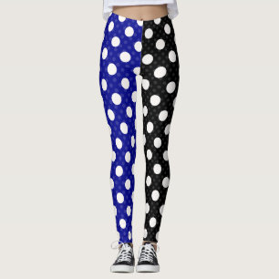 Leggings Azul negro con dos puntos de polka divididos en to