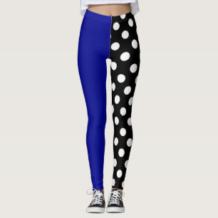 Leggings Azul negro con dos puntos de polka divididos en to