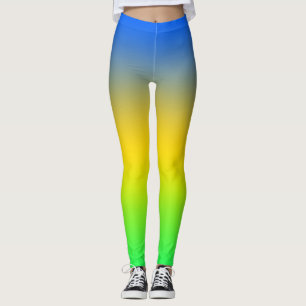 Leggings Azul neón, amarillo, gradiente verde, oscuro.