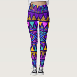 Leggings Azul Neon: Patrón Tribal Navajo