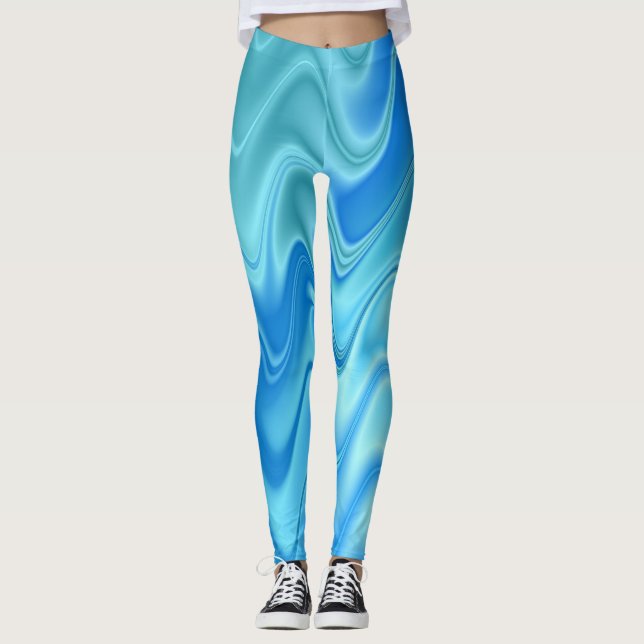 Leggings Azul Ondulado Abstracto (Anverso)