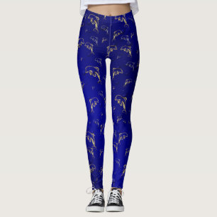 Leggings azul,oro,delfín, pez, naturaleza, acuático, diseñ