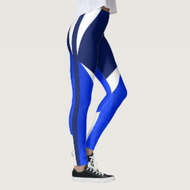 Leggings Azul Oscuro, Blanco, Azul, Ejercicio, Baile, Cómod