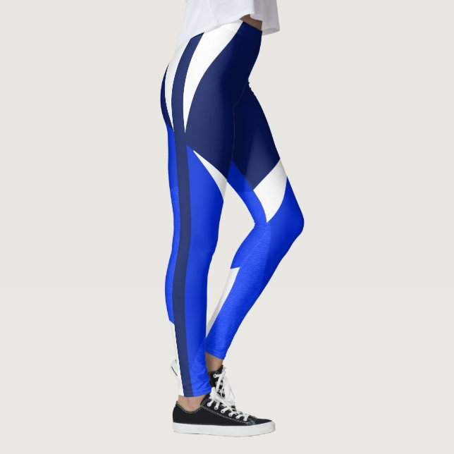 Leggings Azul Oscuro, Blanco, Azul, Ejercicio, Baile, Cómod (Derecha)