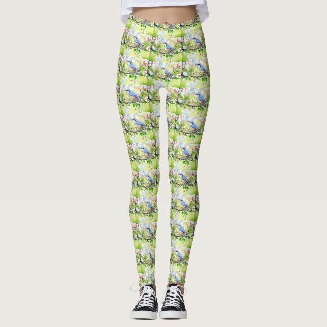 leggings azul pájaro azul de primavera (Anverso)