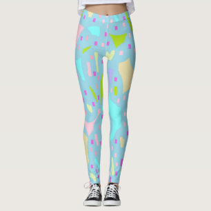 Leggings Azul pálido con salpicón verde de cal amarilla ros