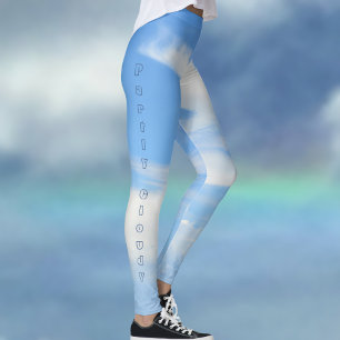Leggings Azul parcialmente nublado Moda azul y blanco