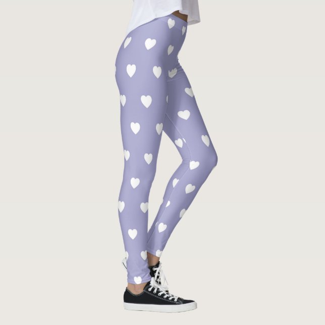 Leggings Azul perwinkle con piernas del corazón blanco (Derecha)