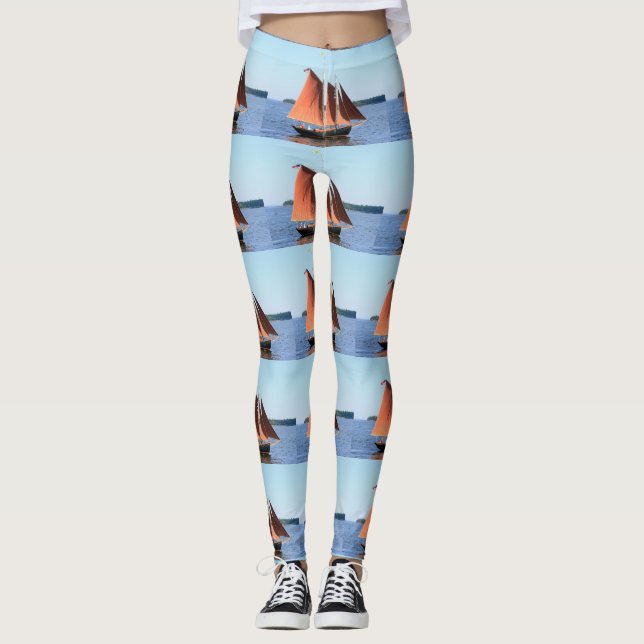 Leggings azul rojo-navegado del schooner (Anverso)
