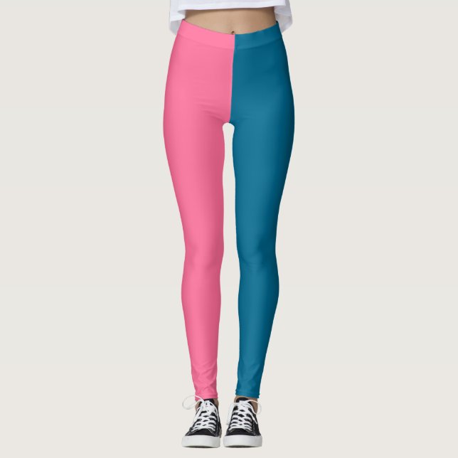 Leggings Azul rosa Dos colores de tono dividido (Anverso)