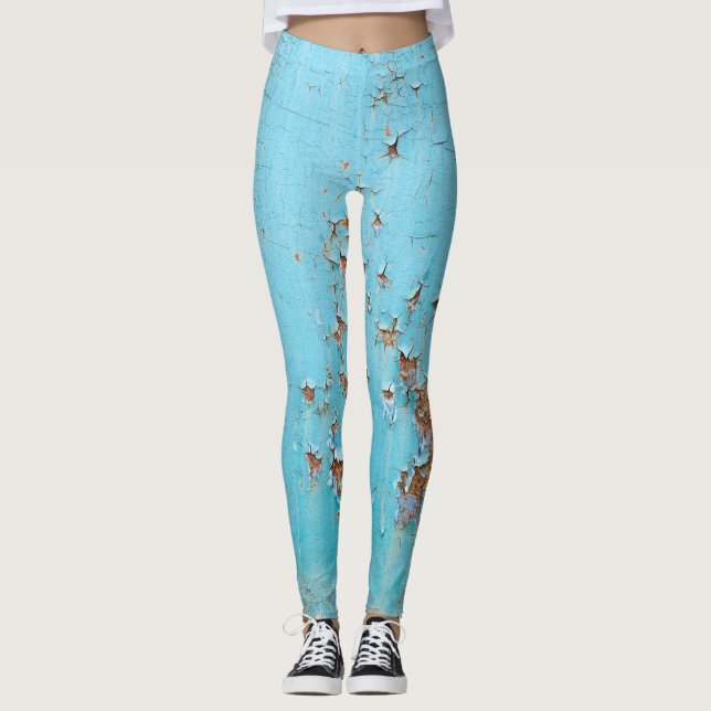 Leggings Azul Rusto Metalizado: Muro texturado. (Anverso)