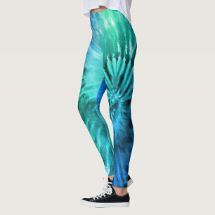 Leggings Azul Verde y Verde azulado Psicodélico Starburst T