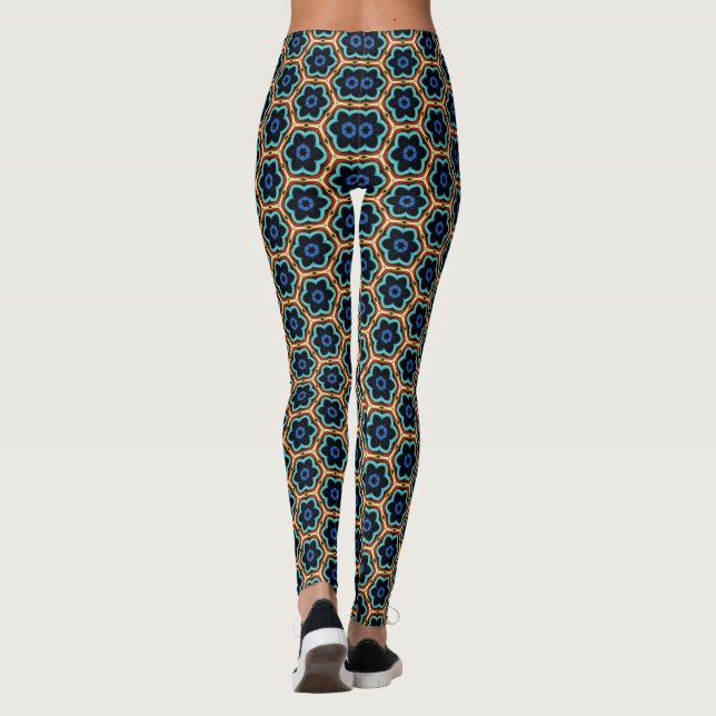 Leggings Azul y amarillo floral simple (Reverso)