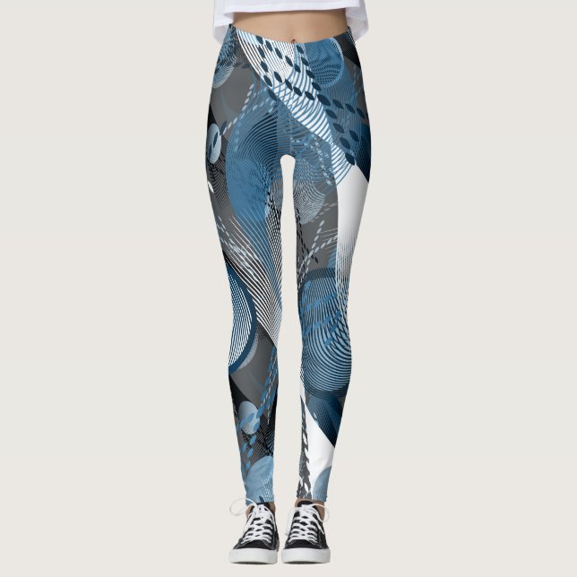 Leggings Azul y gris. Abstracción. (Anverso)