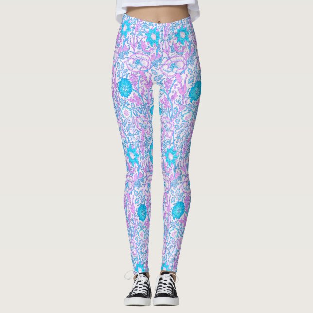 Leggings Azul y púrpura floral (Anverso)