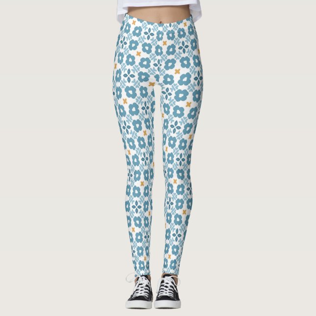 Leggings Azulejo Floral Mediterráneo (Anverso)