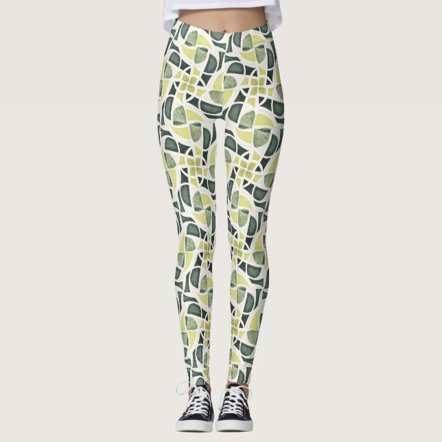 Leggings Azulejo Verde Moderno (Anverso)
