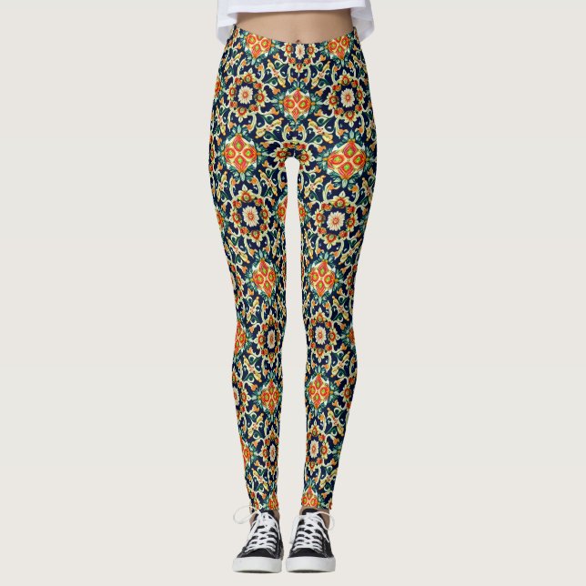 Leggings Azulejos florales mediterráneos (Anverso)