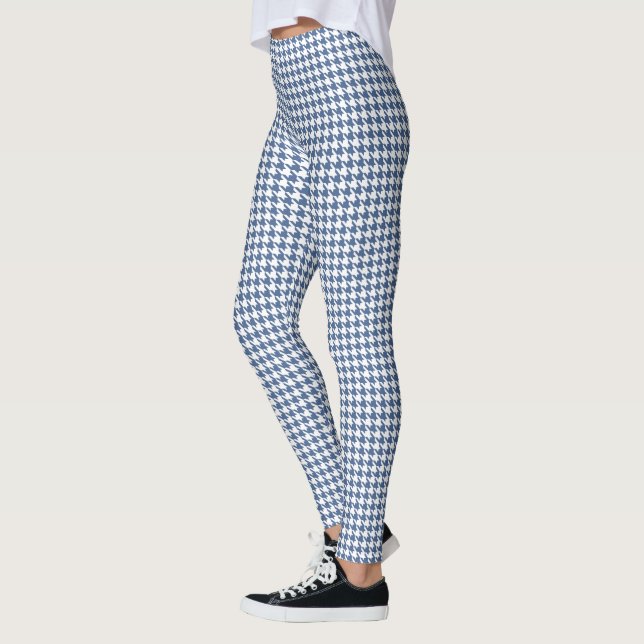 Leggings Azules añiles White Pied De Poule Houndstooth (Izquierda)