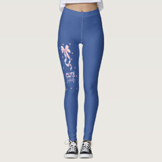 Leggings Azules de Gimnasio con Lazo Rosa de Coque