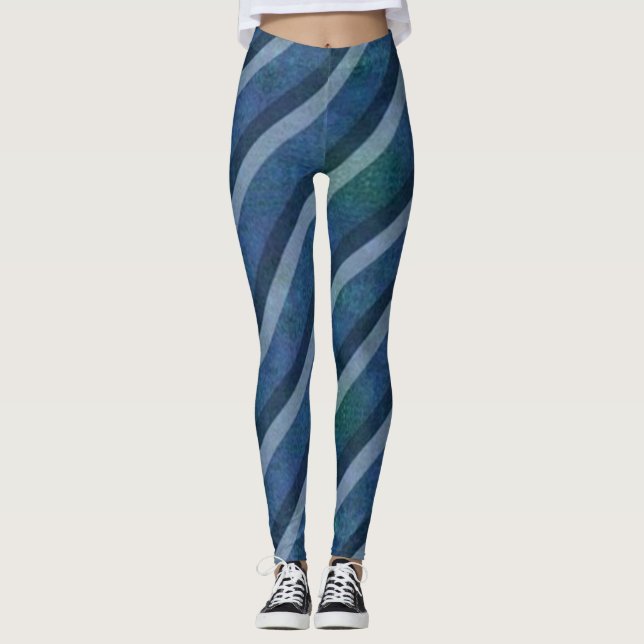 Leggings AZULES diagonales Impresión Perfecta Yoga Pants, (Anverso)