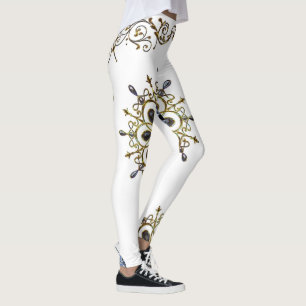 leggings azules dorados blancos largos