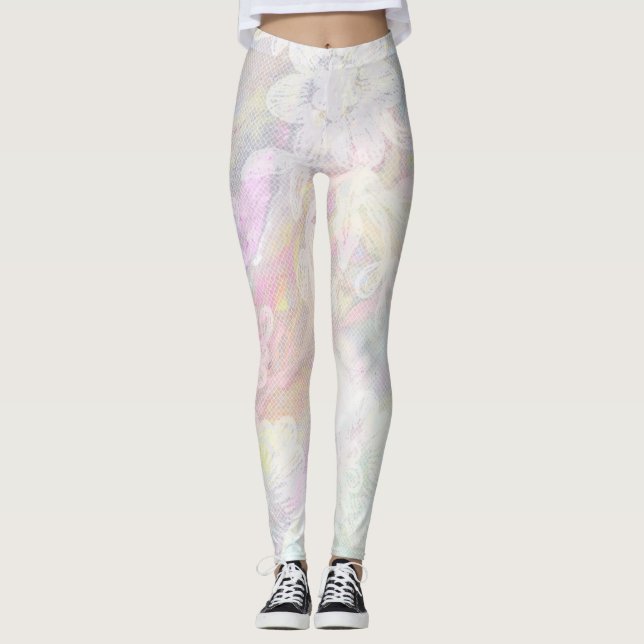 Leggings Azules iridiscentes de los rosas en colores pastel (Anverso)