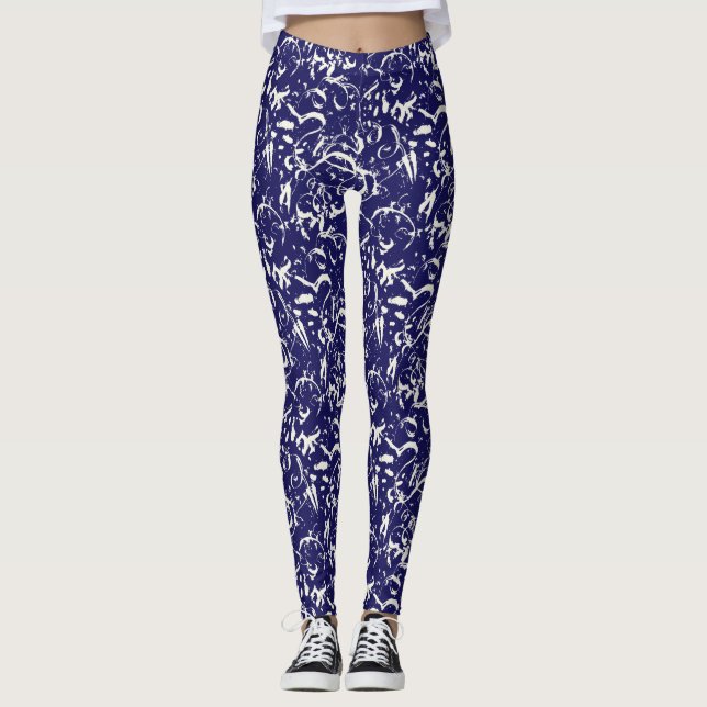 Leggings azules marino abstractos (Anverso)