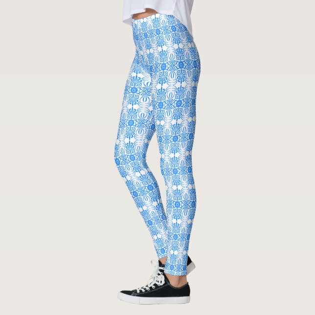 Leggings Azure Blue Damask (Izquierda)