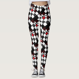 Leggings B&W de Chessboard Heart Día de San Valentín
