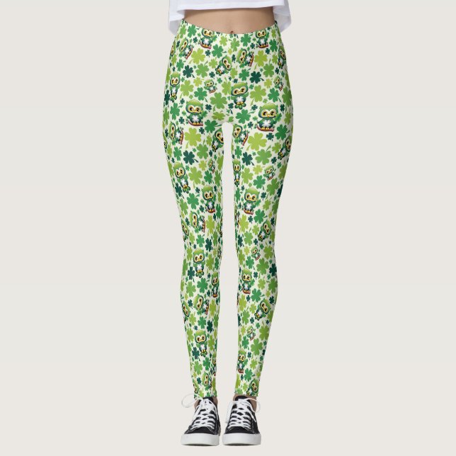 Leggings Baby Owl Cute St Patrick Cartoon (Anverso)